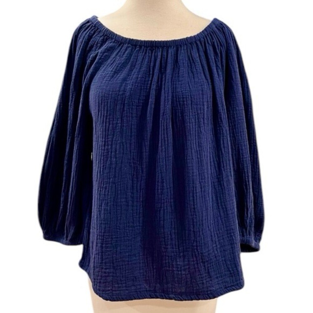 Tommy Bahama Coral Isle Blue Island Gauze Off-the-Shoulder Top Size SP